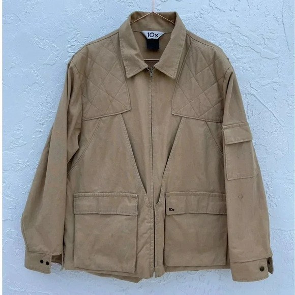 10X Mens Safari Hunting Vintage Long Sleeve Jacket Brown Sz Large - Picture 1 of 12